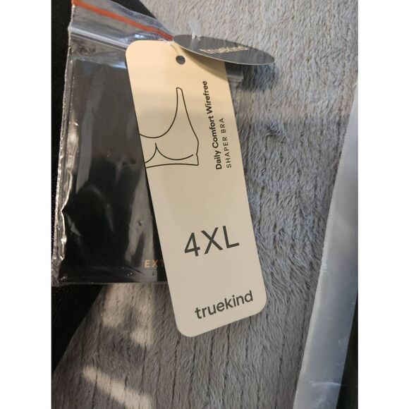 NWT New Truekind Shapermint Daily Comfort Wirefree Shaper Bra 4XL Black - Picture 2 of 5